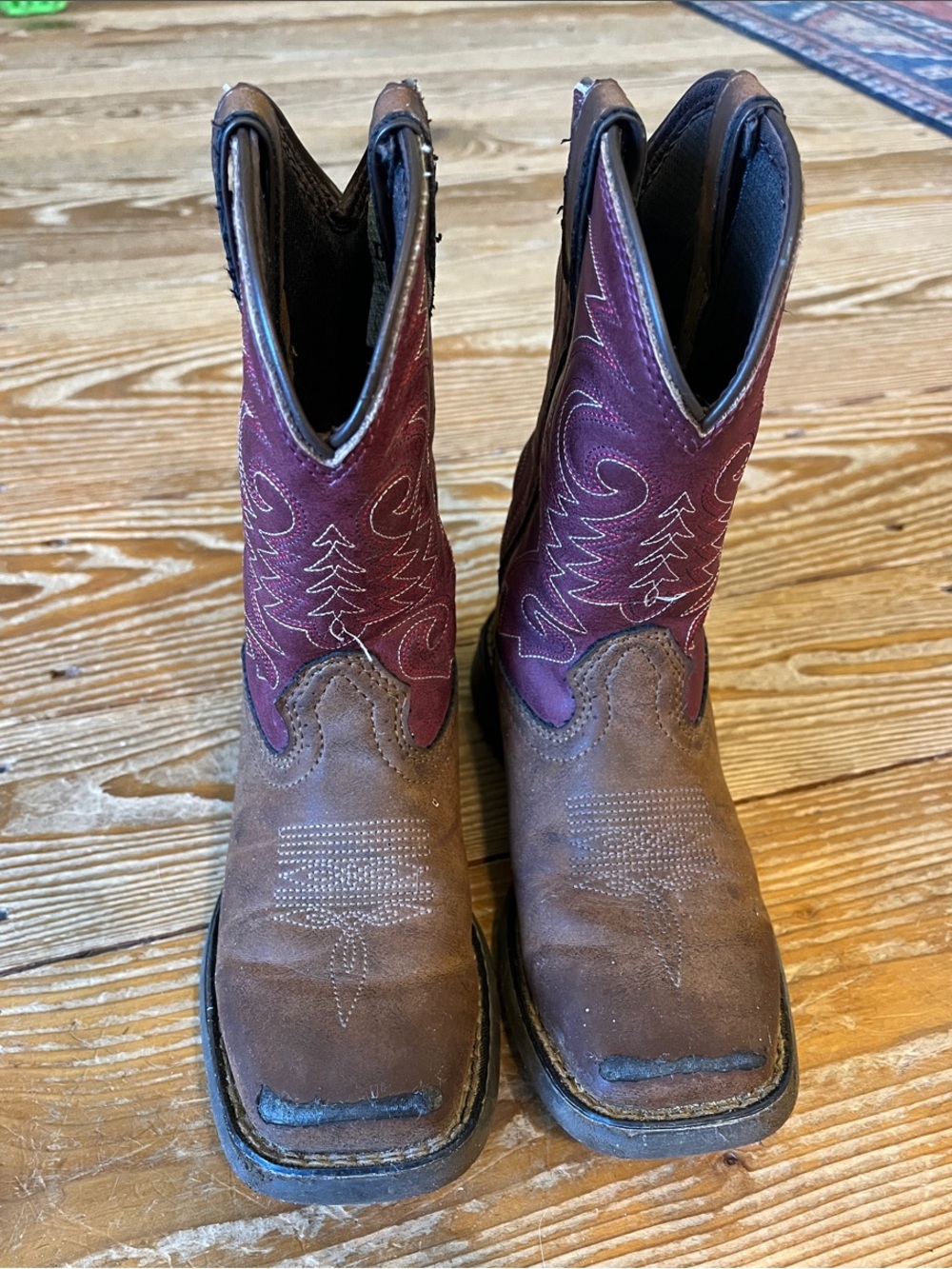 Durango Kids Two-Tone Brown and Burgundy Western Boots